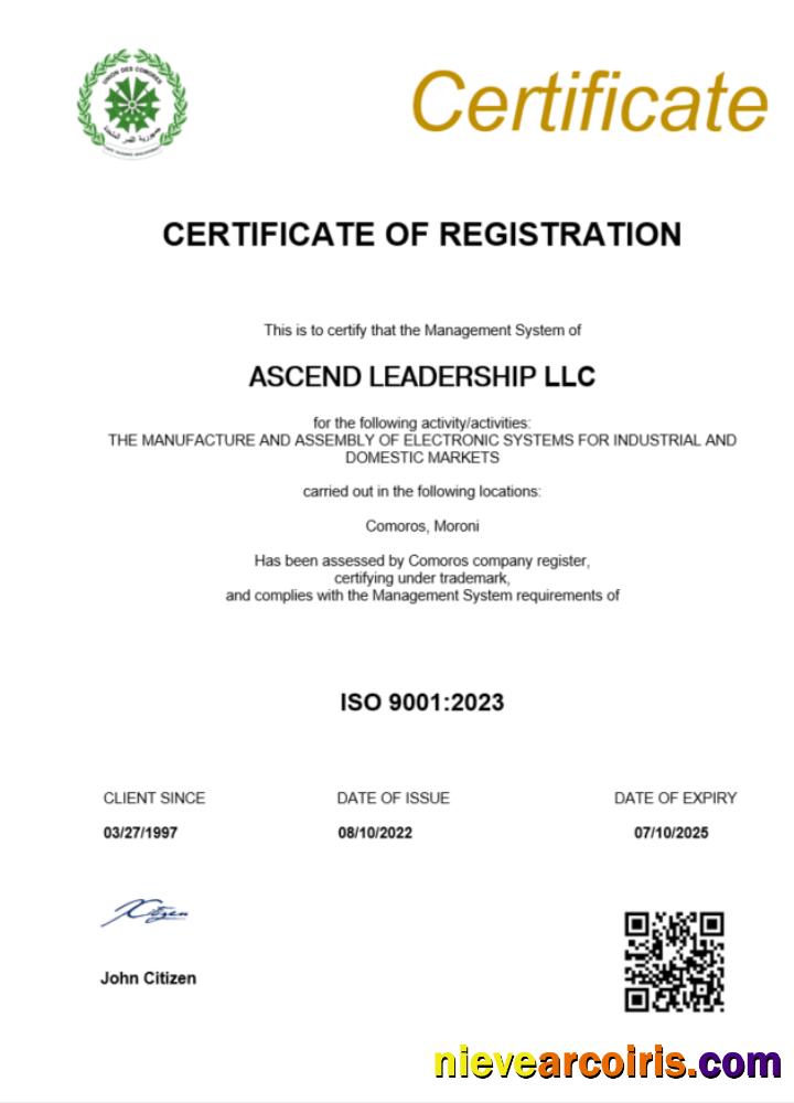 Comoros certificate of registration scr